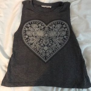 Grey tank with heart detail
